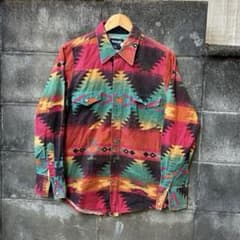 80s 90s ラングラー ネイティブ柄 ウエスタンシャツ 総柄 - メルカリ
