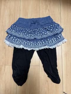 【110cm】スパッツ付きスカート 水色フリル 7分丈のサムネイル