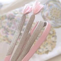 【美品】輝くプラチナと桃色の帯締めのサムネイル