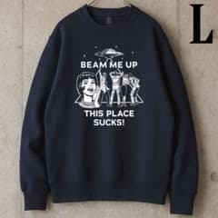 STRANGER THINGS トレーナー L ホワイト/ネイビー Little sunny bite（リトルサニーバイト） トレーナー スウェット