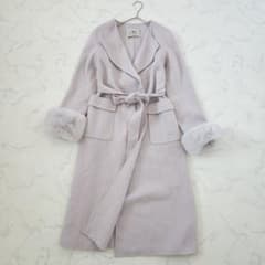 グレースコンチネンタル 22AW リバーファーガウンコート ピンク ウール 36 グレースコンチネンタル 22AW リバーファーガウンコート ピンク ウール