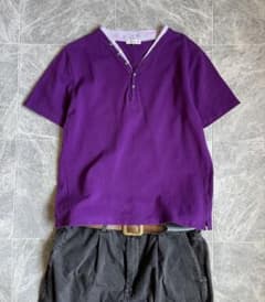 00s アーカイブ グランジ Y2K 短丈ヘンリーネックTシャツ カットソー 
