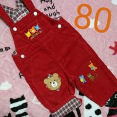 ミキハウス ホットビスケッツ オーバーオール 赤 90のサムネイル