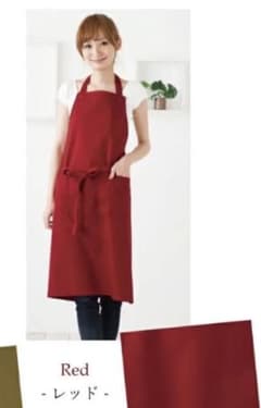 カフェ風エプロン レッドのサムネイル