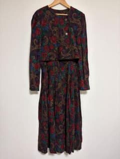 70s 80s vintage 花柄 総柄 ロングワンピース 長袖