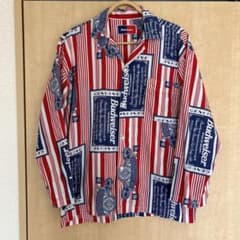 た*う様 Budweiser 総柄開襟シャツ 日本製のサムネイル