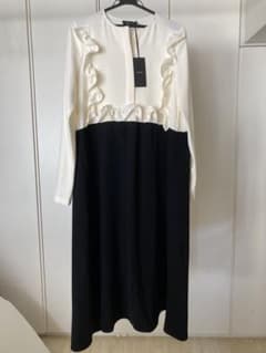 YOKO CHAN ロングスリーブフリルトリムドレスのサムネイル