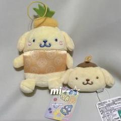 サンリオ ポムポムプリン フルーツポンチ柄おすわりドール ぬいぐるみマスコット