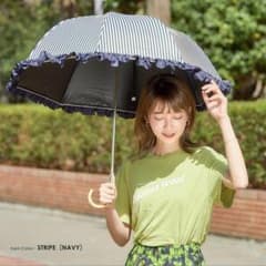 ☆日傘 折りたたみ フリル 完全遮光 晴雨兼用　遮光率100%のサムネイル