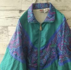 希少☆90s 銀タグ ナイキ 刺繍ロゴ ペイズリー 切替 ナイロンジャケットのサムネイル