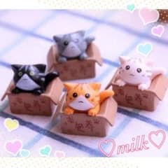 고양이 입상 고양이 4 세트 미니 귀여운 인테리어 잡화 선물 소품