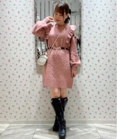 axes femme 肩あきフリルニットワンピのサムネイル