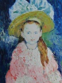 パブロ・ピカソ【大きな帽子を被った少女】、希少な画集画、新品高級額