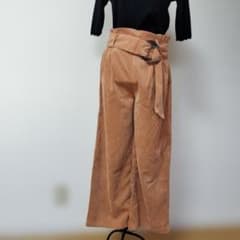 美品　秋冬レディース コーデュロイ ワイドパンツ ブラウン　Мのサムネイル