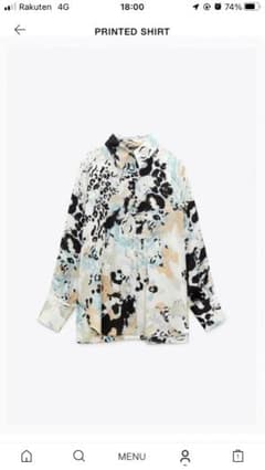 ZARA 柄シャツ サテン生地のサムネイル