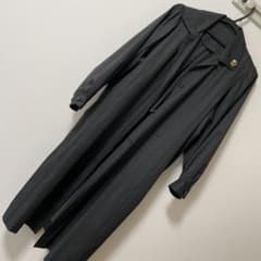 【美品】ほぼ新品ロングコート ブラック系 レディース スプリングコート