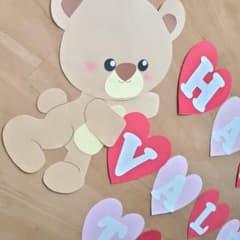 バレンタイン 画用紙 壁面飾り 2月 ハンドメイド チョコレート テディベアのサムネイル