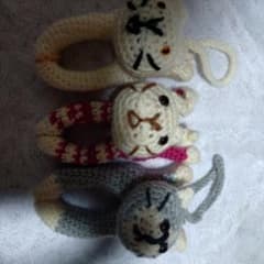 ハンドメイド 編みぐるみ 動物 竿ピンチ 3個セットのサムネイル