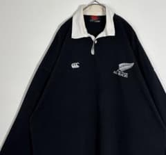 カンタベリー ALL BLACKS ニュージーランド ラガーシャツ L カンタベリー・オブ・ニュージーランド ALL BLACKS 刺繍 ラガーシャツ