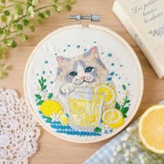 琥*ん様 夏を感じる猫とレモネード刺繍フレーム 琥*ん様 夏を感じる猫とレモネード刺繍フレーム | Mercari