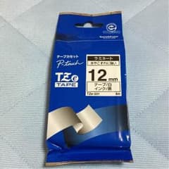 [新品]P-touch ピータッチ 12mm 白テープ 黒インクのサムネイル