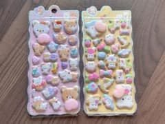 ぷっくり 3Dシール クマ ウサギ 2枚セット ゆめかわ デコシール 立体のサムネイル
