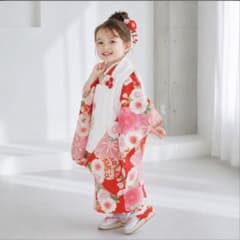 七五三 3歳 女の子 被布セット きょうと花ひめ 赤 白 花柄 フルセット