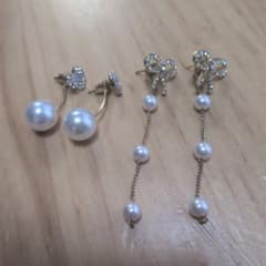 パール調 ピアス 2点セット リボン ハートのサムネイル