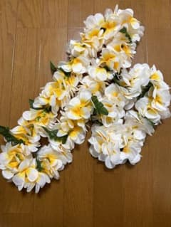 フラダンス　レイと髪飾り　白系のサムネイル