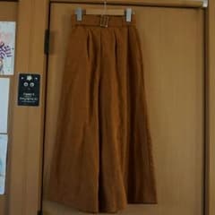 フェイクスウェード★ベルト付きワイドパンツ★キャメルのサムネイル