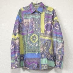 エトロ ペイズリー柄 長袖ブラウス 総柄 マルチカラー 46 ve2 ETRO ペイズリー柄 コットン 長袖ブラウス ラベンダーマルチカラー46