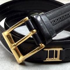 dunhill ダンヒル レザーベルト ブラック ゴールド金具 40/100 - メルカリ