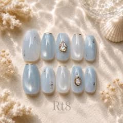 ネイルチップ 現品 オーダー ニュアンス 夏 韓国 淡色 海 シェル ちゅるんのサムネイル