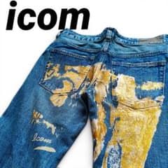 Y2K】icom 金箔ペイント フレアデニムパンツ ブーツカット ジーンズ L 