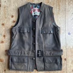 キャピタル ルイスレザー ベスト　ワックスコットン　カーキ キャピタル ルイスレザー ベスト ワックスコットン カーキ - メルカリ