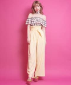 lilLilly チェックオフショルチョーカー トップのサムネイル