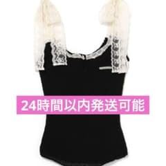 andmary Cotton ribbon tank black - メルカリ