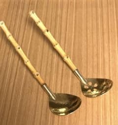 有次　真鍮　共柄チリレンゲ　4本セット 京都 有次 真鍮 竹柄 チリレンゲ 穴あき 穴なし 2本セット - メルカリ