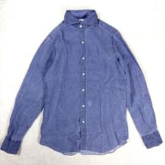 Finamore Napoli フィナモレ リネン 長袖 シャツ ブルー 40 - メルカリ