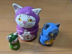 ハンドメイド 猫のマトリョーシカ3点セットのサムネイル