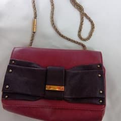 Chloé リボン チェーン ショルダーバッグ ボルドー Chloé リボン チェーン ショルダーバッグ ボルドー - メルカリ