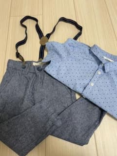 男の子　上下セット　シャツ　サスペンダーのサムネイル