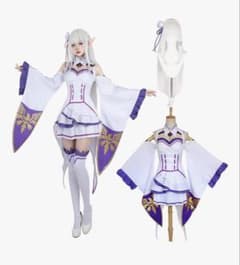 Re:ゼロから始める異世界生活 エミリア コスプレ衣装 ウィッグ付のサムネイル