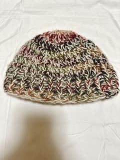 【ハンドメイド】手編みニット帽＊秋冬ミックスベージュ×ブラウン×レンガ 一点もののサムネイル