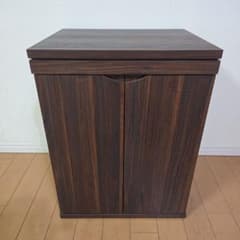 木製スライドテーブル付き ダークブラウンキャビネット 仏壇下台