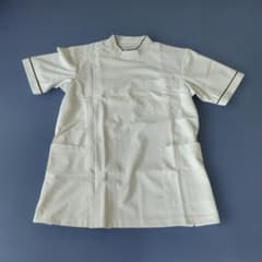 新品　白衣 男子医療従事者向け　半袖 ブルーパイピングのサムネイル