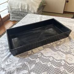 大型 長方形 水盤 黒 花器 生け花 華道 45cm 約4kg 昭和レトロのサムネイル