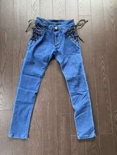 夢展望 デニム ジーンズ サイドレースアップスキニーのサムネイル