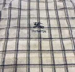 ☆ BURBERRYバーバリータオルケット 綿100% ブルー系 経年しみあり