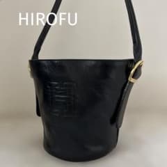 ヒロフ HIROFU レザーハンドバッグ ワンショルダー ゴールド金具バケツ 